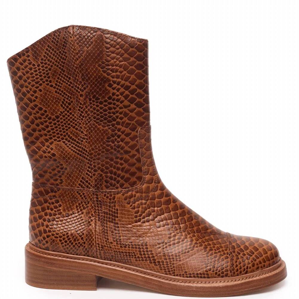 NEW CECELIA NEW YORK women's change snake boots in brown